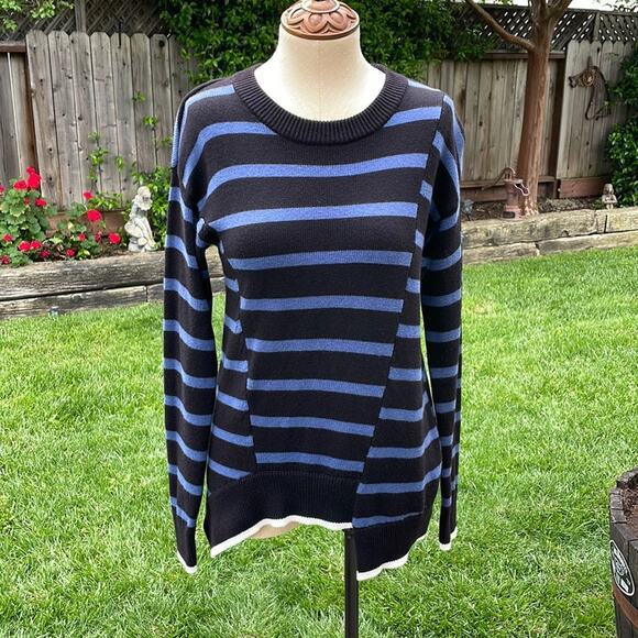 Simply Vera Wang Asymmetric Striped Pullover Sweater Women's Size XS - Picture 1 of 9